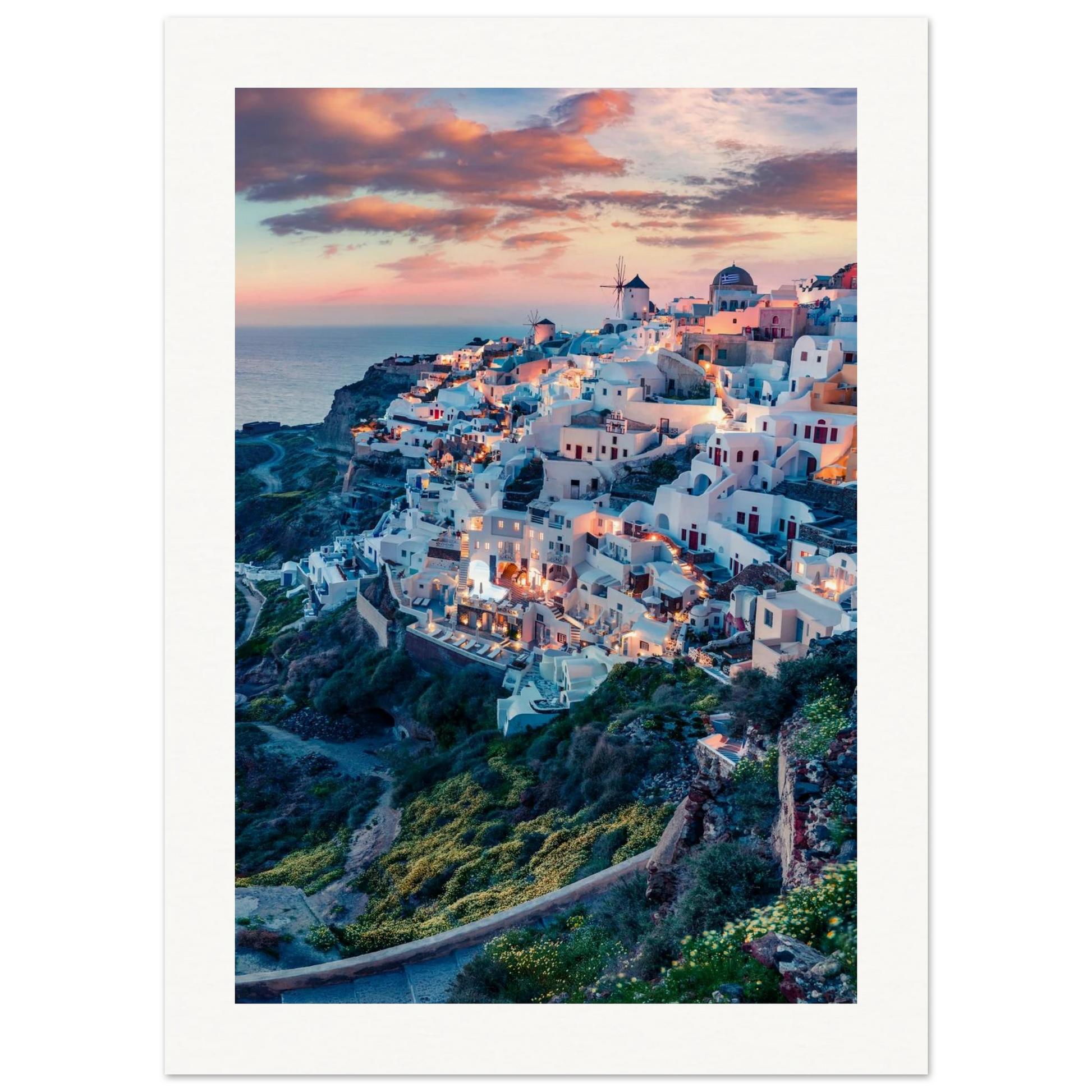 Dusk in Santorini Poster 13x18 cm 5x7″ Border