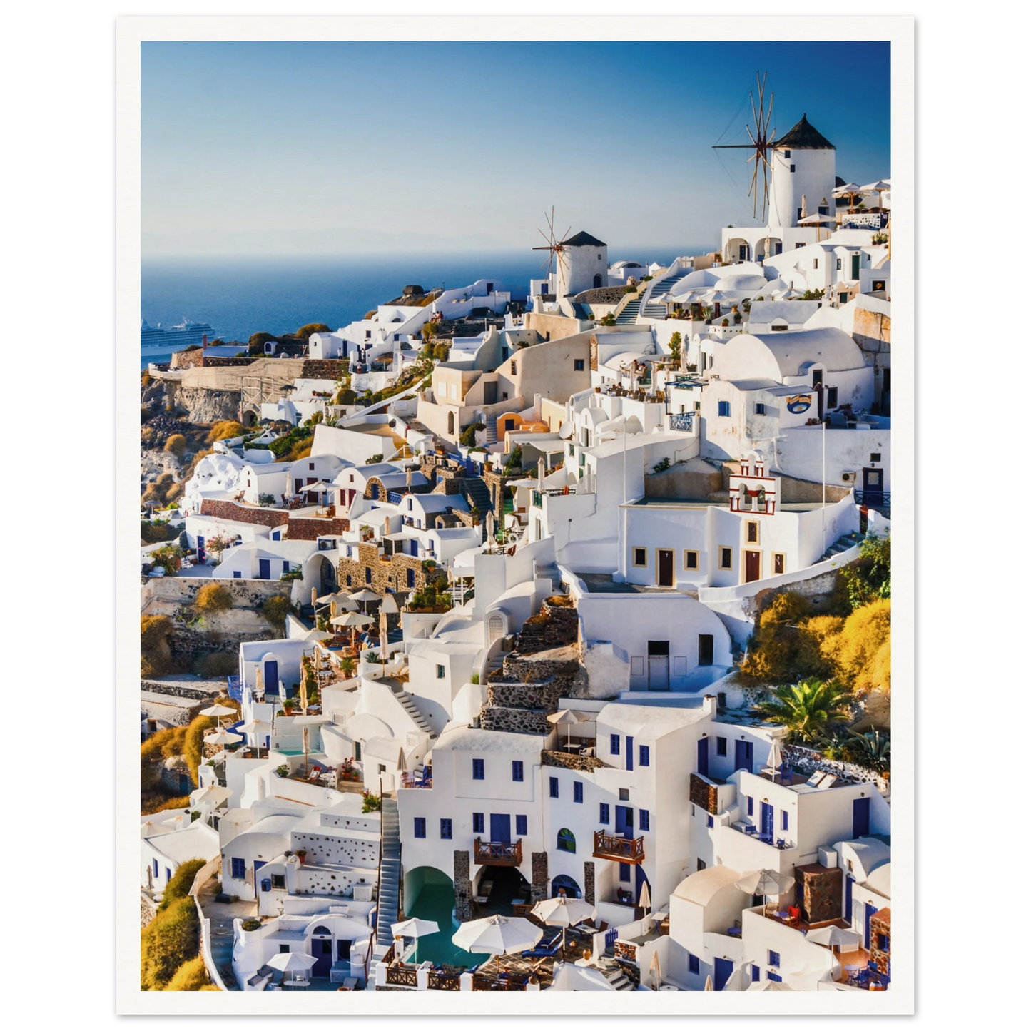 Whitewashed Buildings of Mykonos Poster 40x50 cm 16x20″ Border