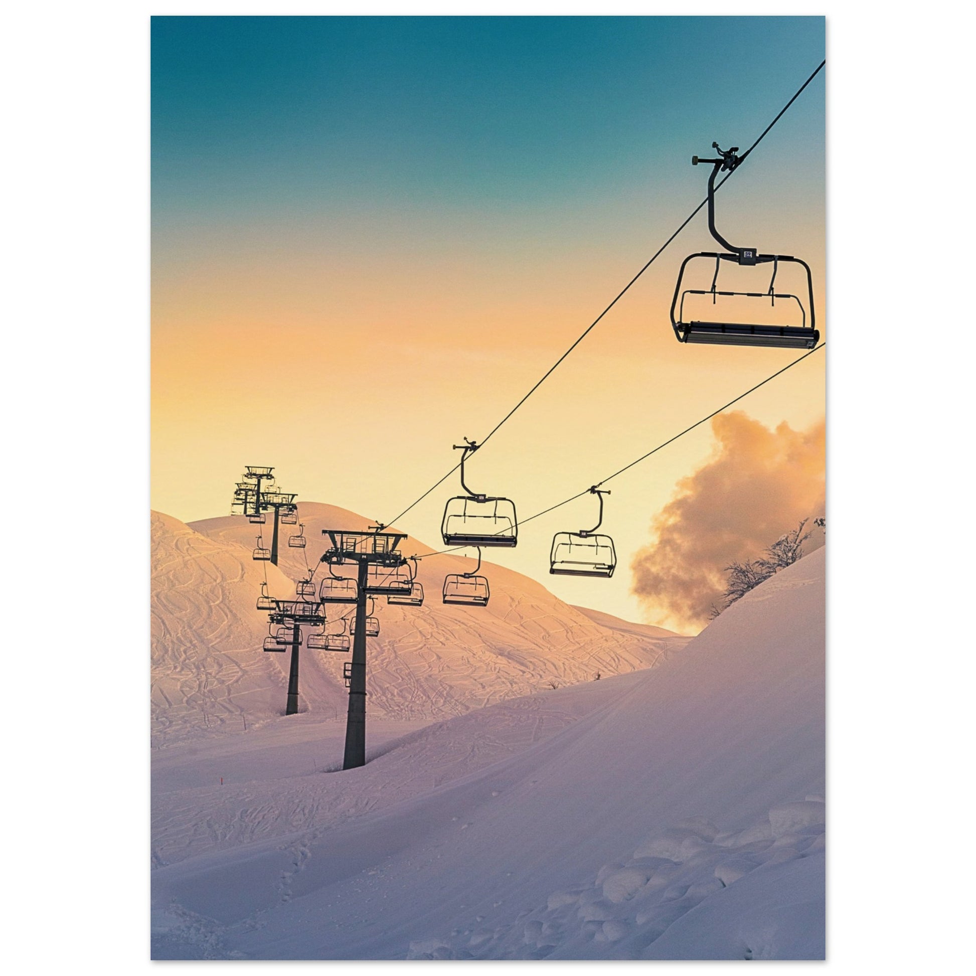 Golden Sunrise Ski Slovenia Print 50x70 cm 20x28″ No Border