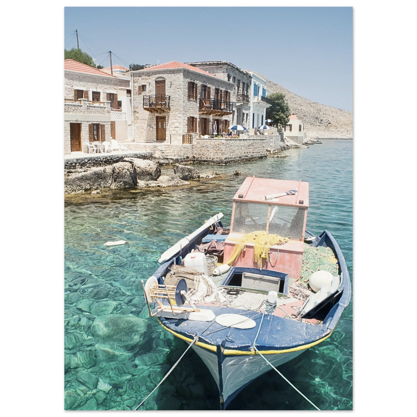Shores of Crete Fishing Boat Poster 50x70 cm 20x28″ No Border