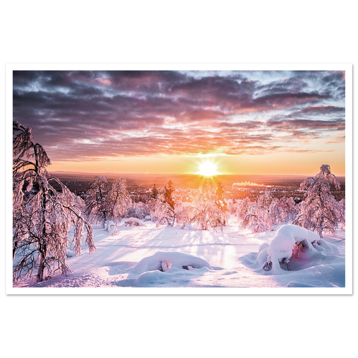 Scandinavian Winter Forest Poster 40x60 cm 16x24″ Border