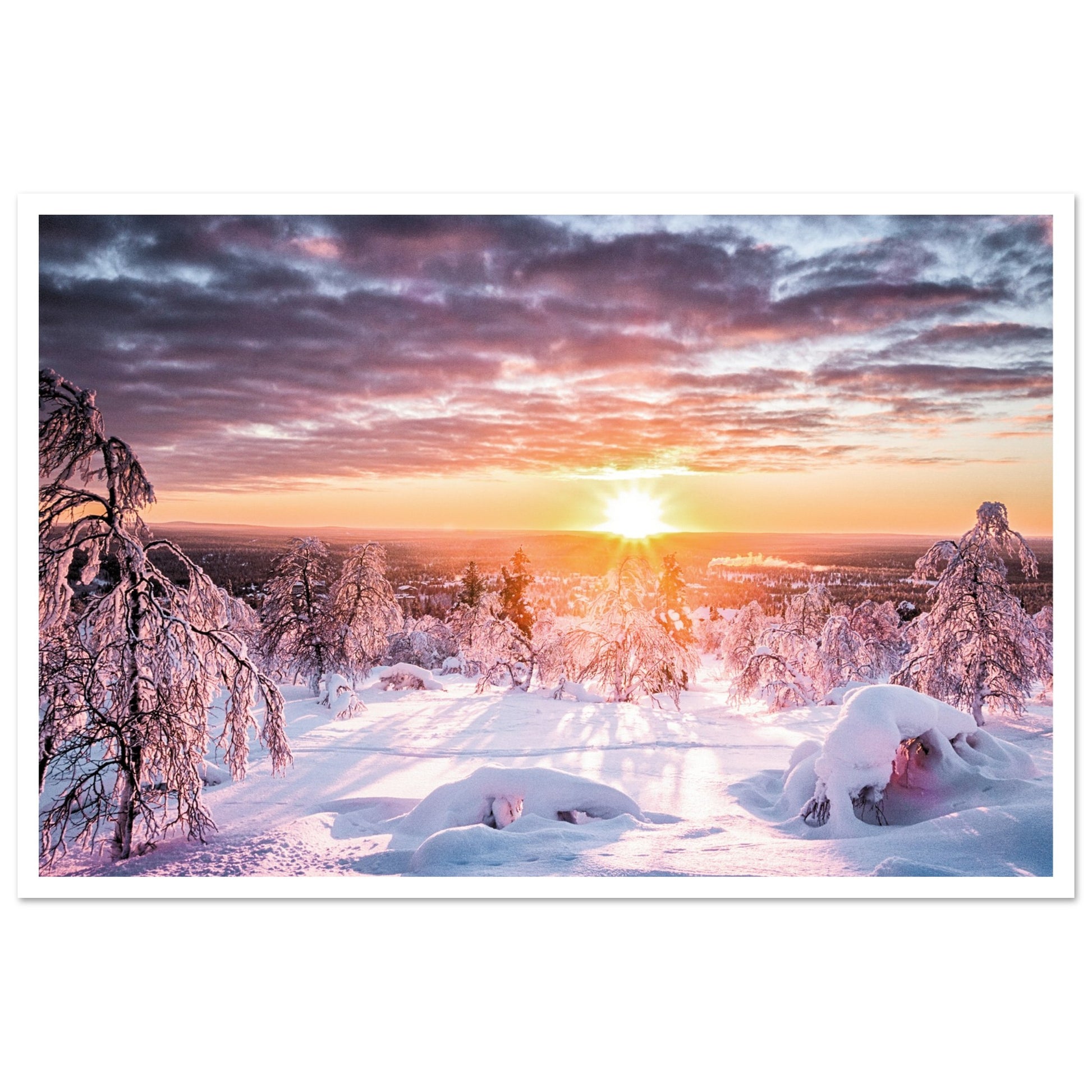 Scandinavian Winter Forest Print 40x60 cm 16x24″ Border
