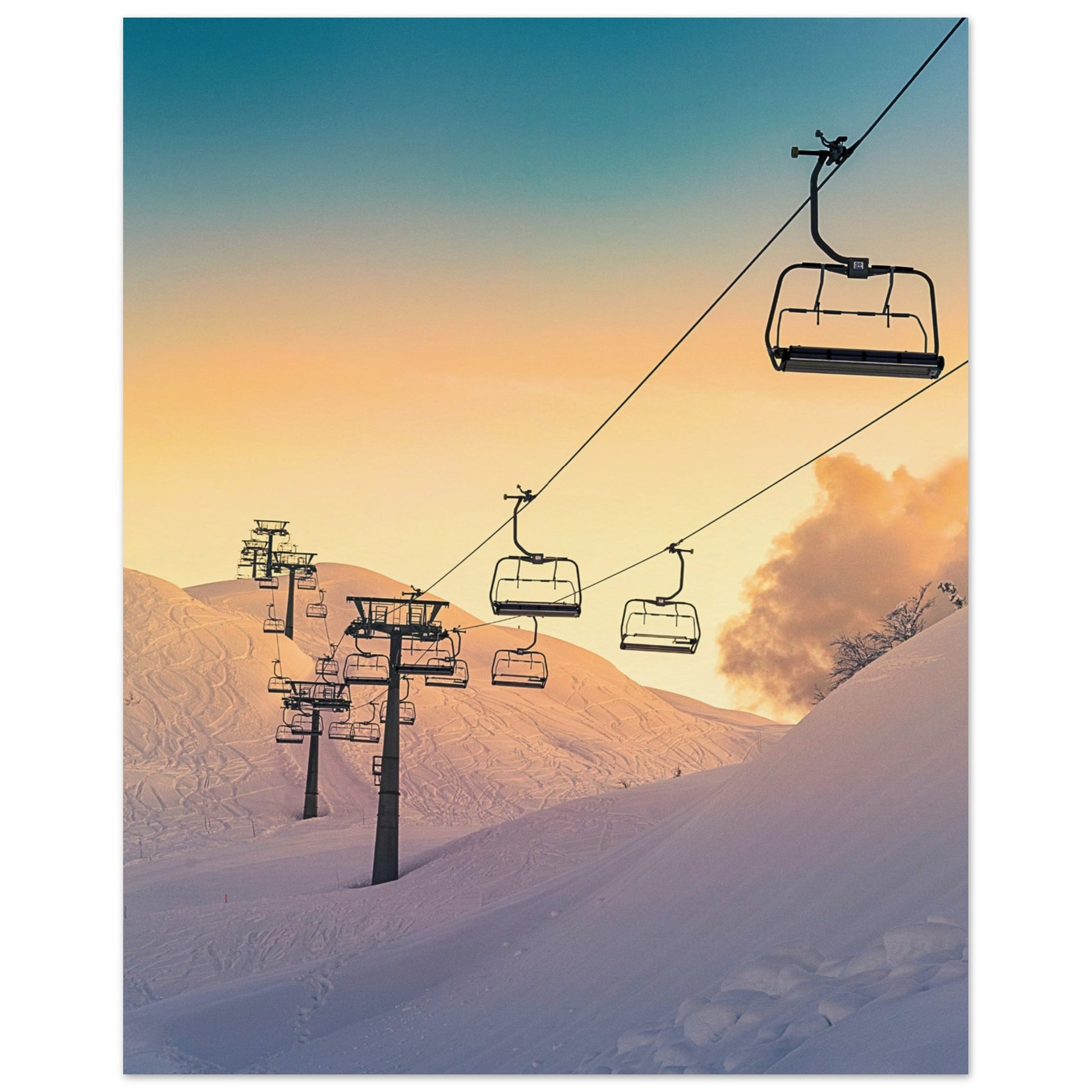 Golden Sunrise Ski Slovenia Print 40x50 cm 16x20″ No Border