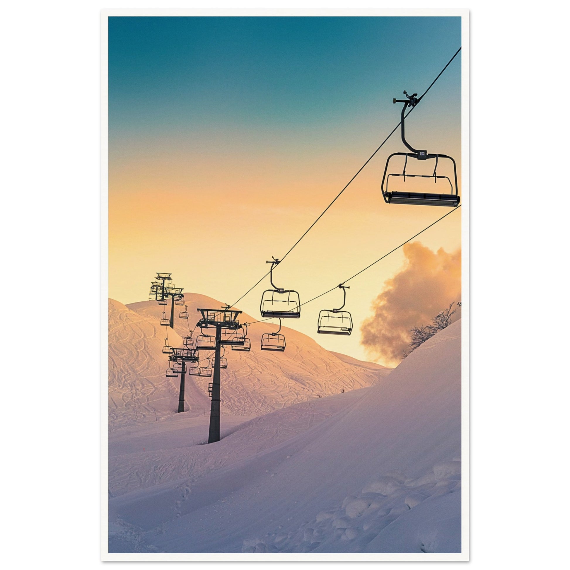 Golden Sunrise Ski Slovenia Print 60x90 cm 24x36″ Border