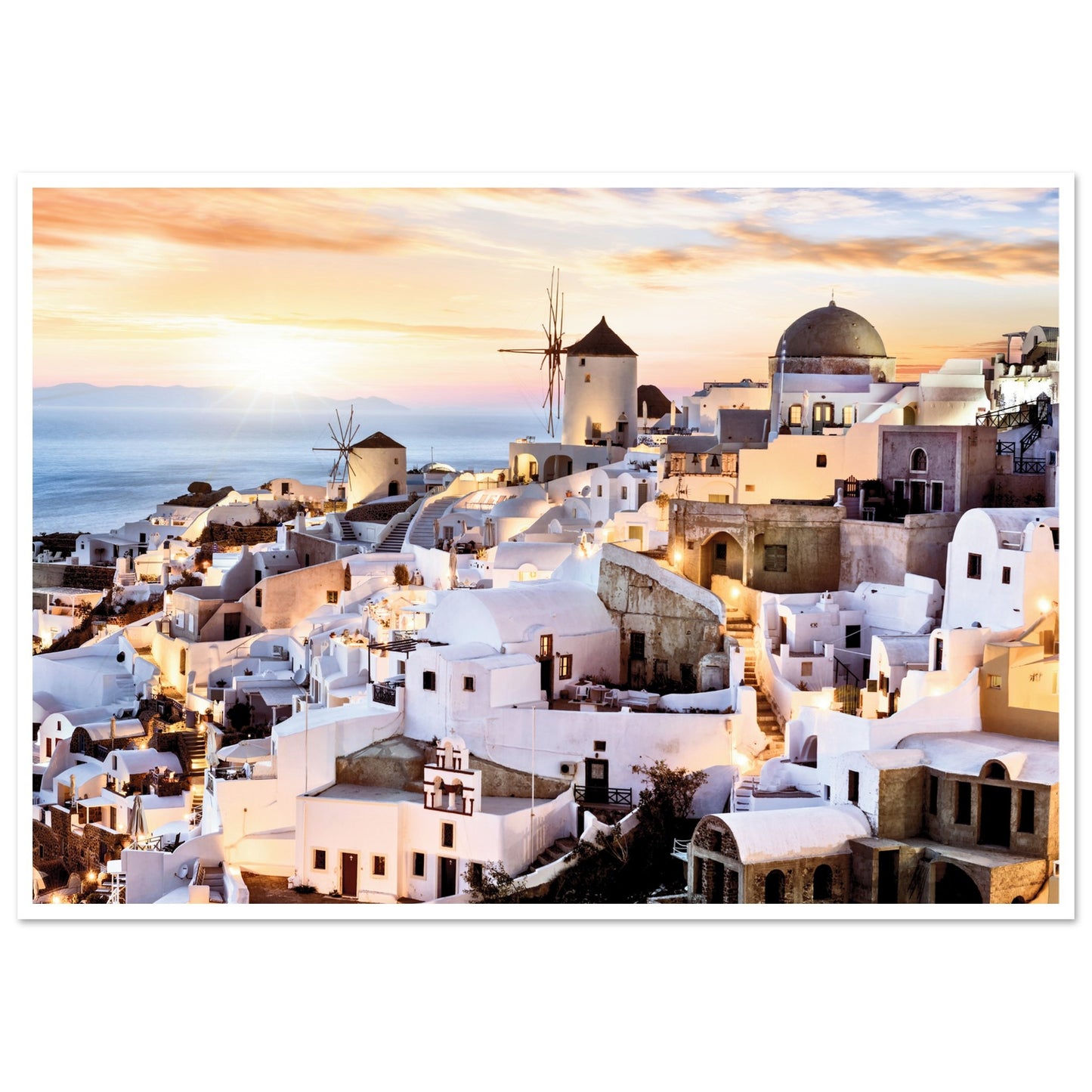 Sunset on Mykonos, Greece Poster A1 (59.4 x 84.1 cm) Border