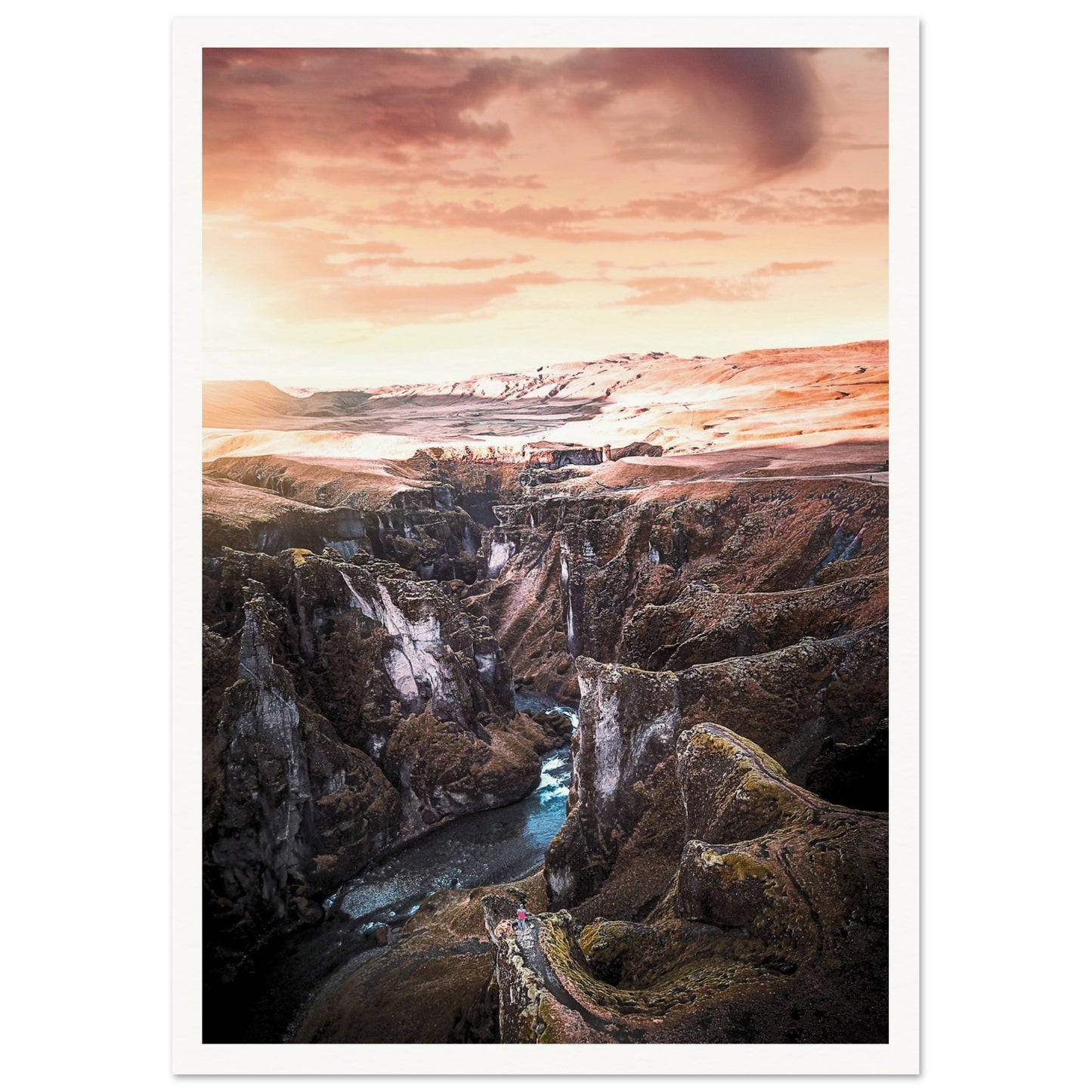 Fjaðrárgljúfur Canyon, Iceland Poster A3 (29.7 x 42 cm) Border